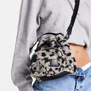 Vans Black and Cream Fuzzy Backpack